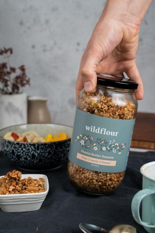 Peanut Butter Sesame Granola Jar Wildflourbakery