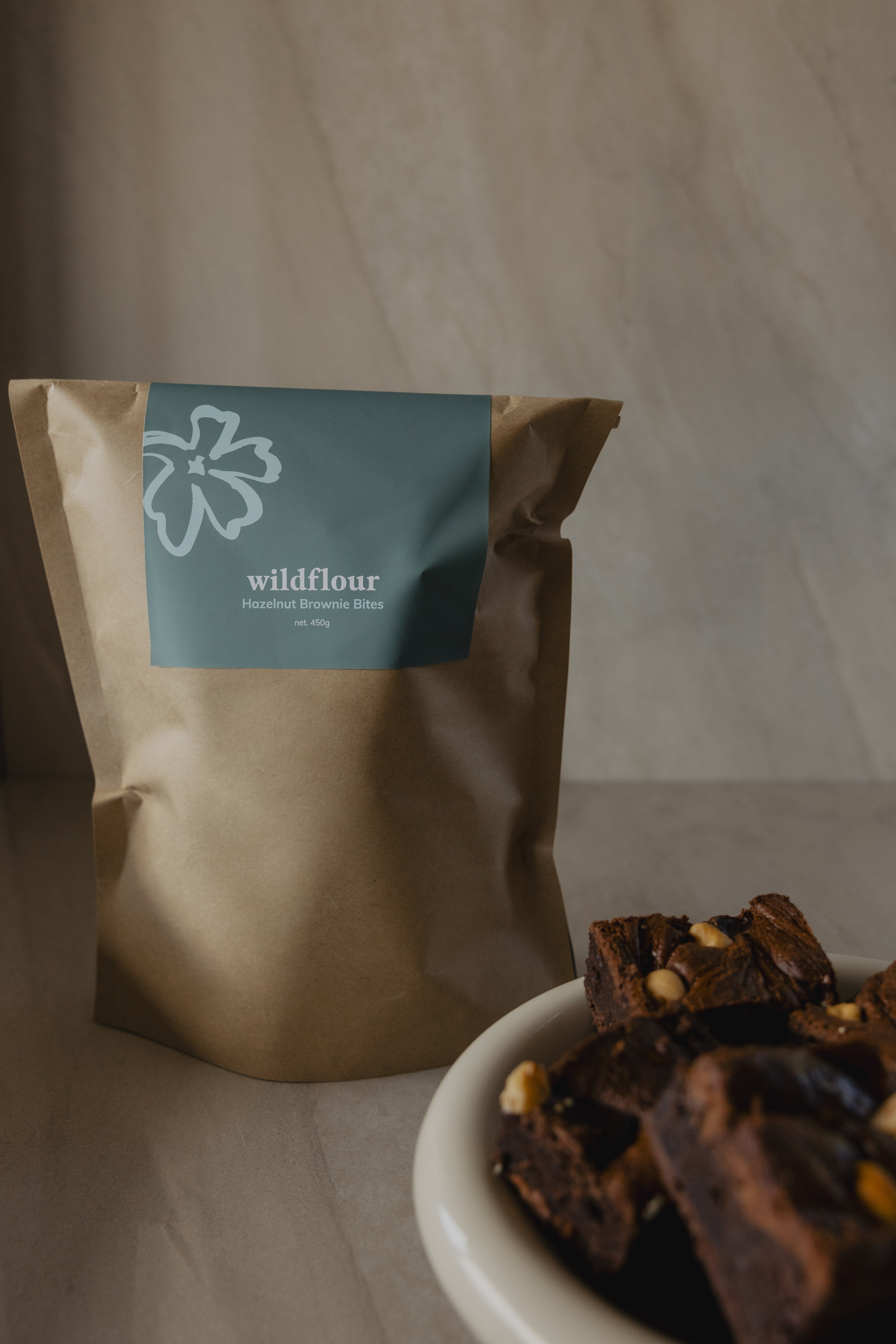Hazelnut Brownie Bites - Pouch of 8 (freezer friendly)